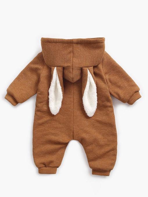 Winter Bunny Ear Pattern Adorable Fleece-lined Infant Baby Overall Pajama - dianjiang-