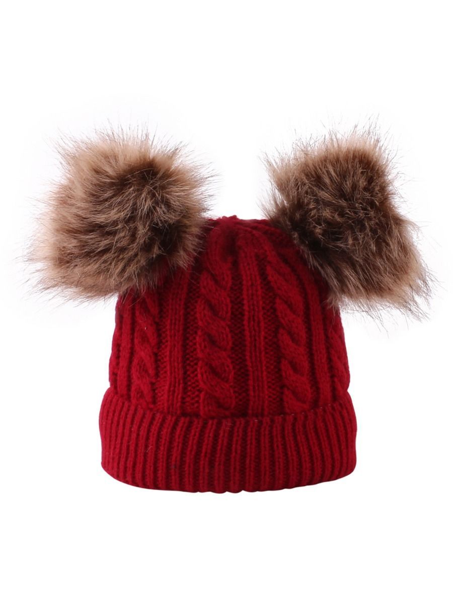 Winter Cute Baby Toddler Kids Double Pom Knitted Beanie Hat - dianjiang-