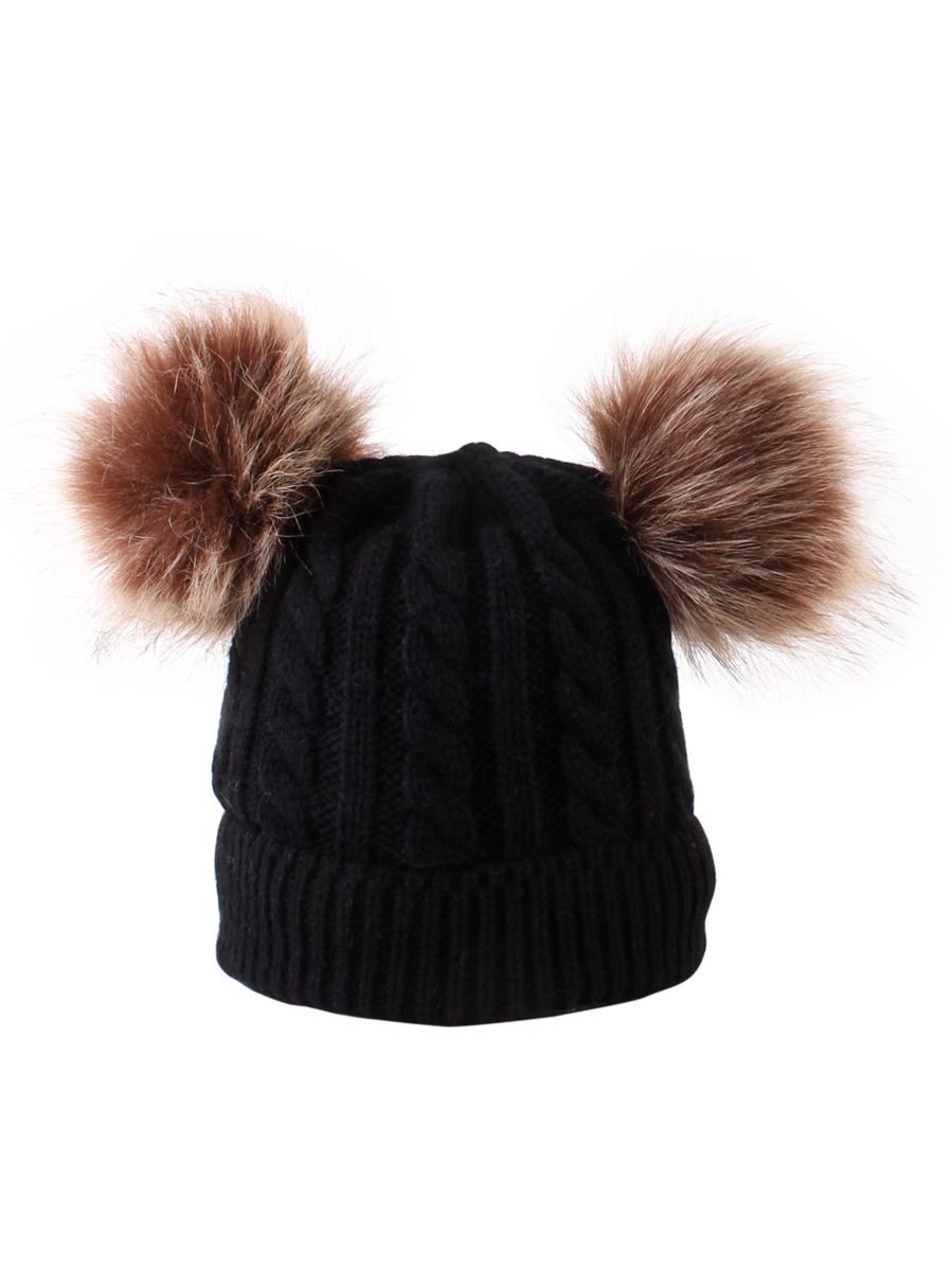 Winter Cute Baby Toddler Kids Double Pom Knitted Beanie Hat - dianjiang-