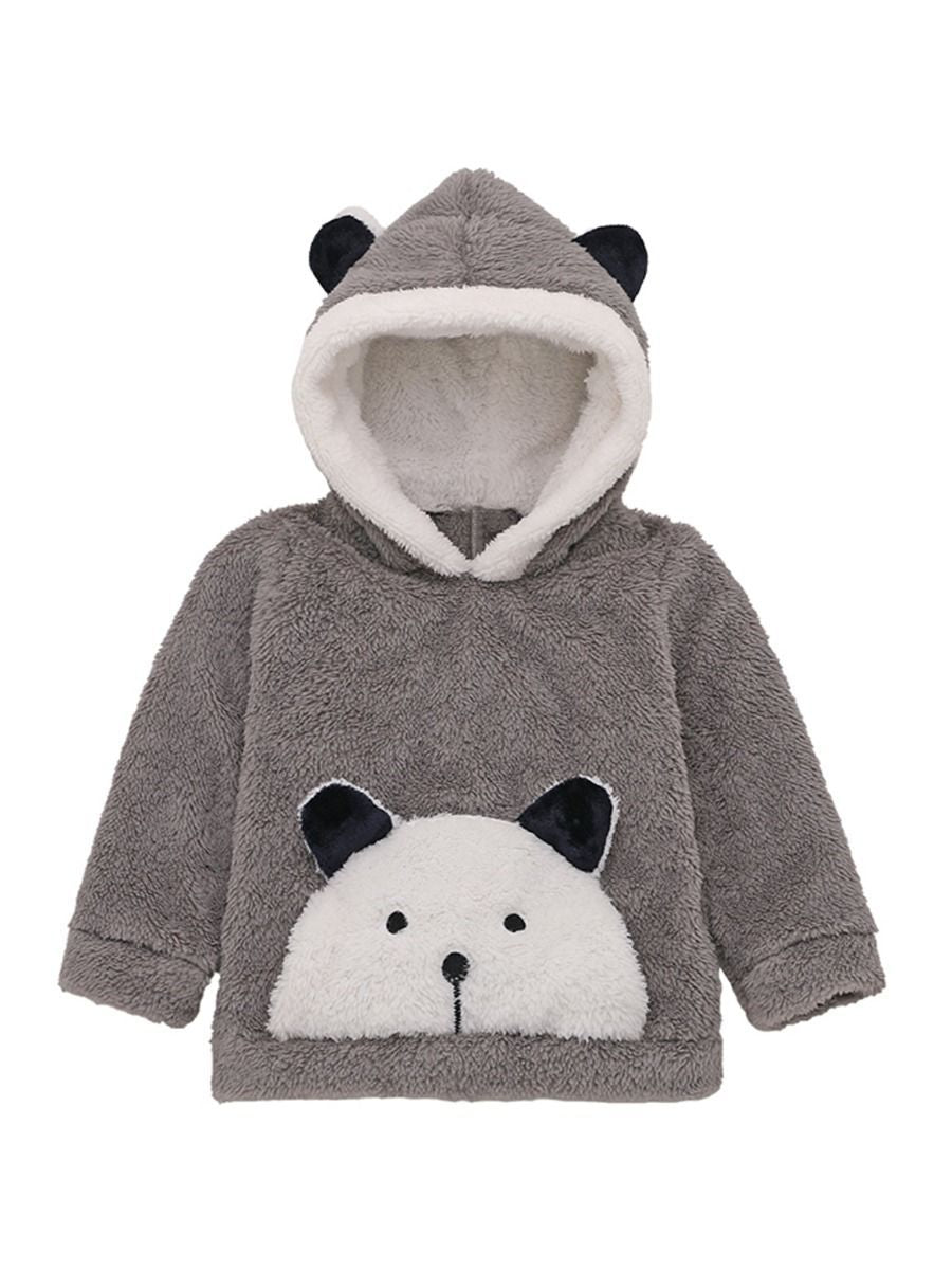 Winter Cute Infant Baby Panada Style Fleece-lining Hoodie 3-Color - dianjiang-
