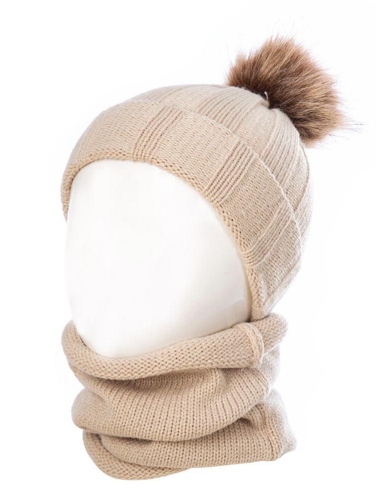 Winter Fashion 2-Piece Faux Fur Pom Knitted Beanie Hat Matching Scarf - dianjiang-