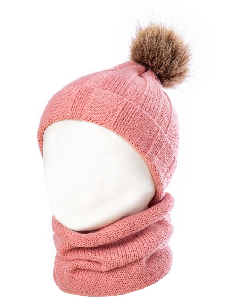Winter Fashion 2-Piece Faux Fur Pom Knitted Beanie Hat Matching Scarf - dianjiang-