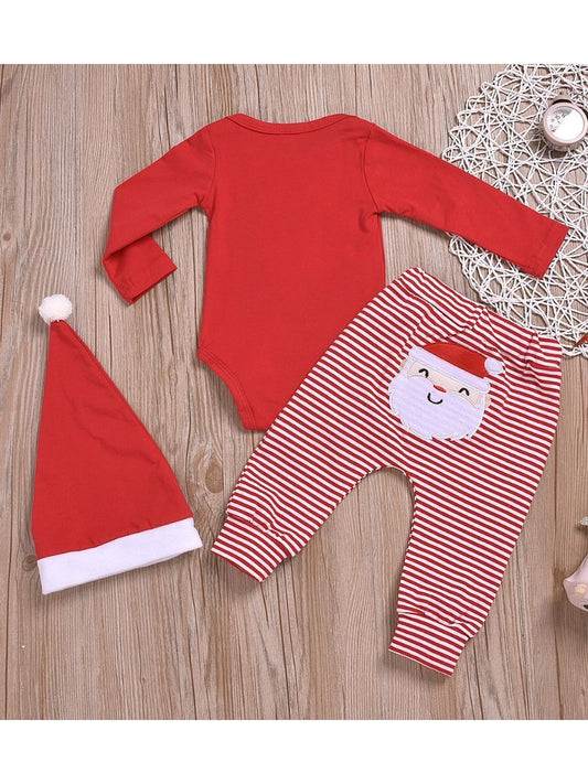 Xmas 3-Piece My 1st Christmas Set Baby Romper + Pants + Hat - dianjiang-