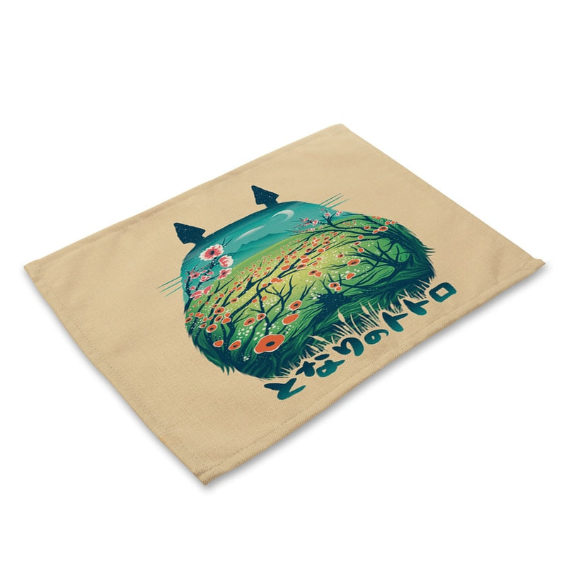 Yilin Cartoon Totoro Table Mats Nordic Home Placemat for Dining Table Linen Rectangle Kitchen Decoration Accessories Home - dianjiang-