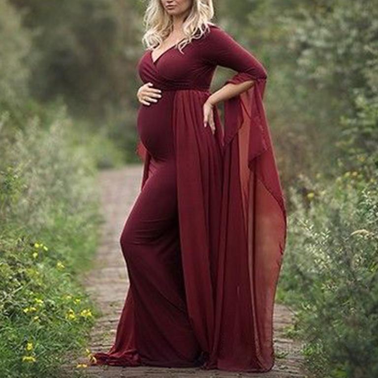Maternity Fashion Pure Color Mesh Dress - dianjiang-
