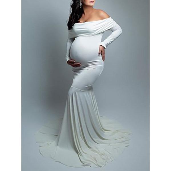 Maternity sexy one-length collar long-sleeved dress - dianjiang-