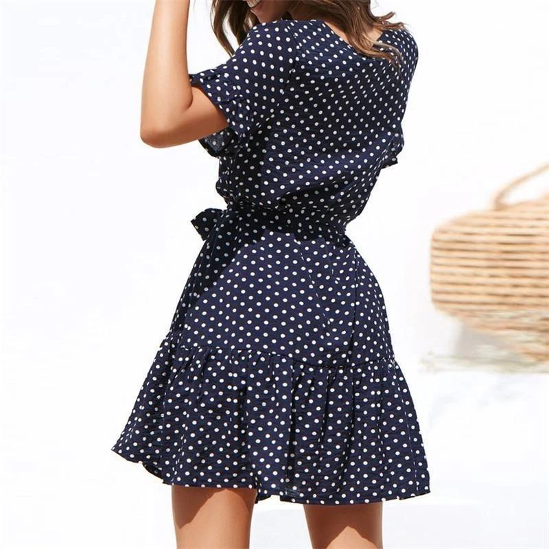 Maternity V-Neck Polka Dots Casual Above Dress - dianjiang-