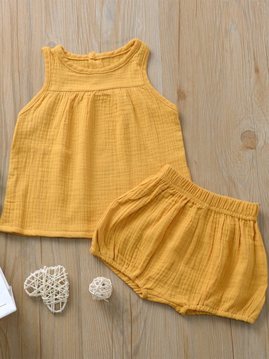 Breathable Boys and Girls Vest Shorts Two Piece Baby Suit - dianjiang-