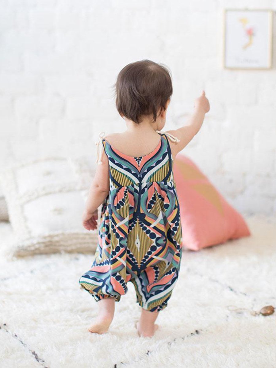 Baby Jumpsuit Sleeveless Sling Wide Loose Leg Romper - dianjiang-