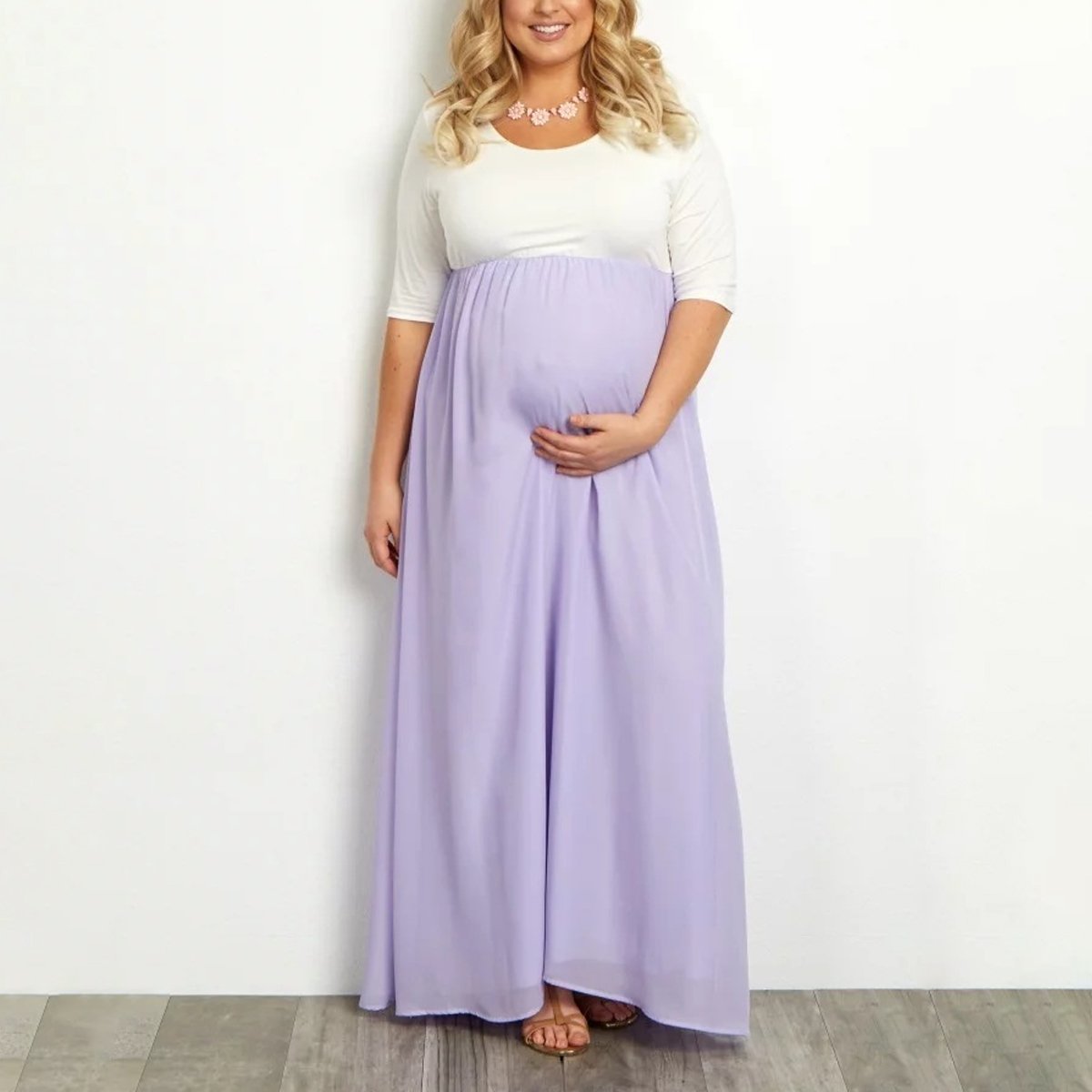 Maternity Round Neck Long Sleeve Dress - dianjiang-