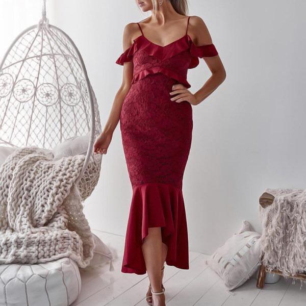 Maternity Sexy Sling Strap Lace Mermaid Dress - dianjiang-