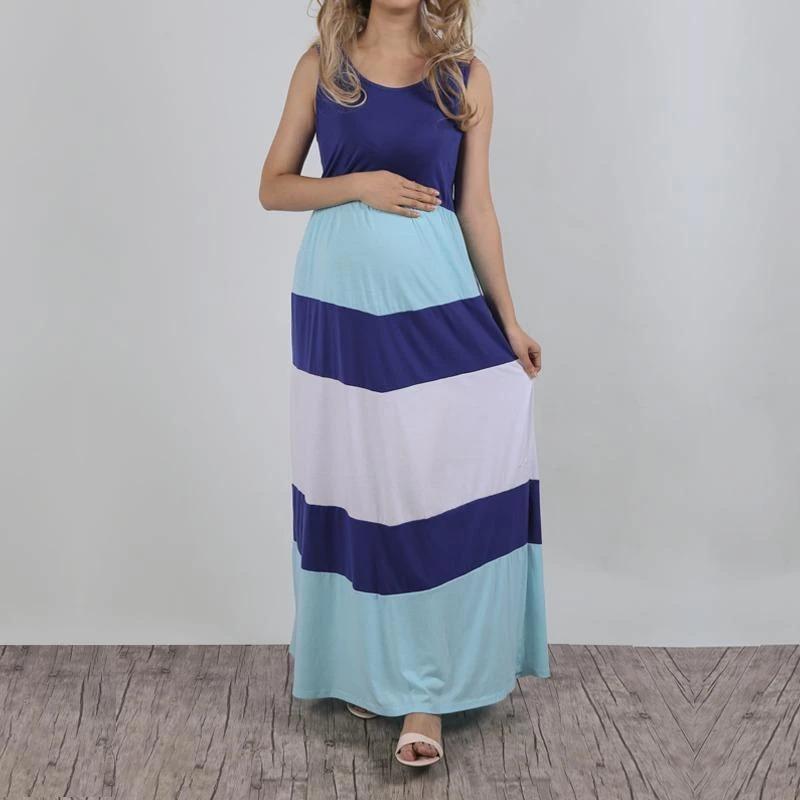 Maternity Colorblock Chevron Accent Dress - dianjiang-