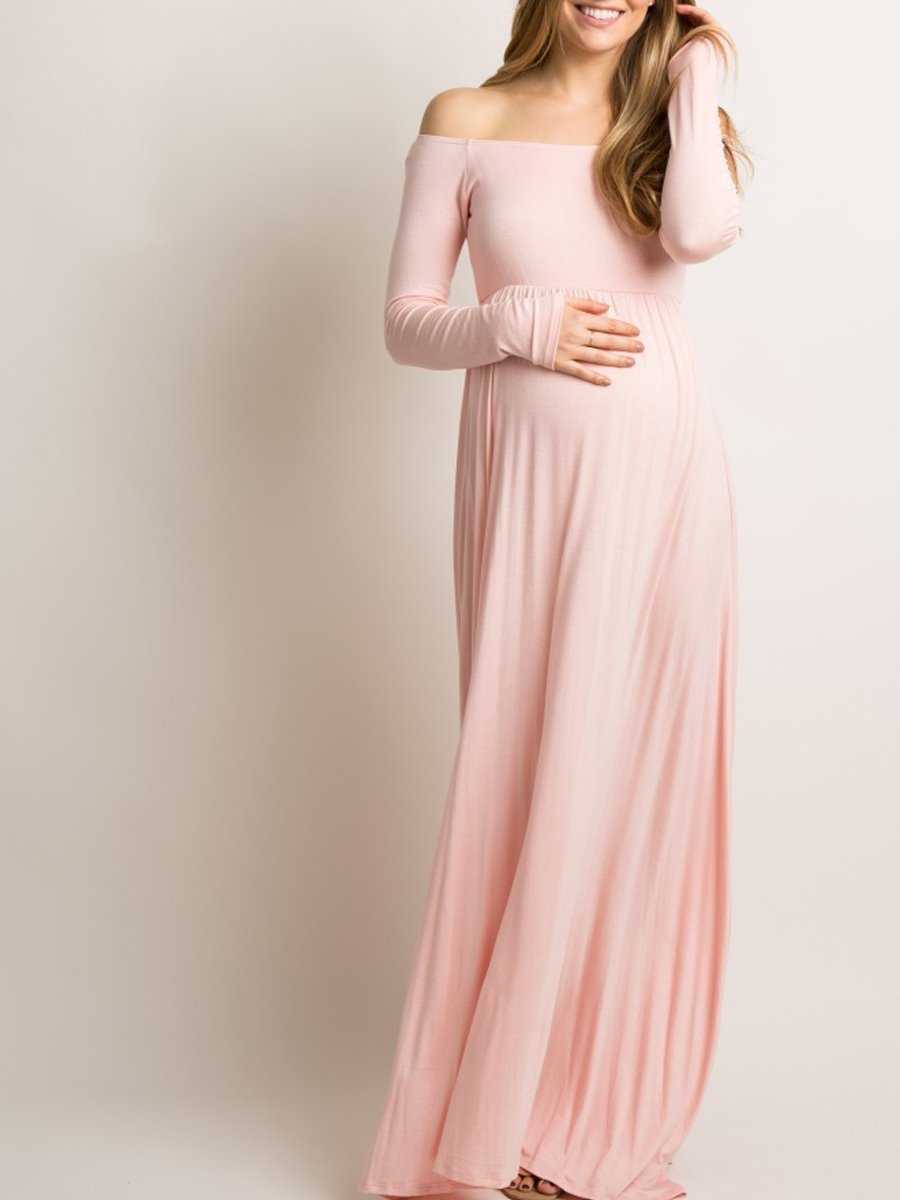 Maternity V-neck Trailing Maxi Dress - dianjiang-