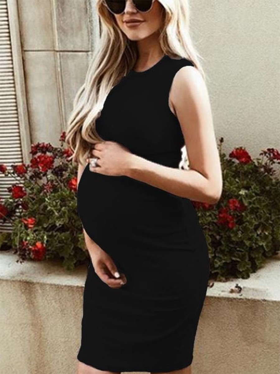 Round Neck Maternity Dress - dianjiang-