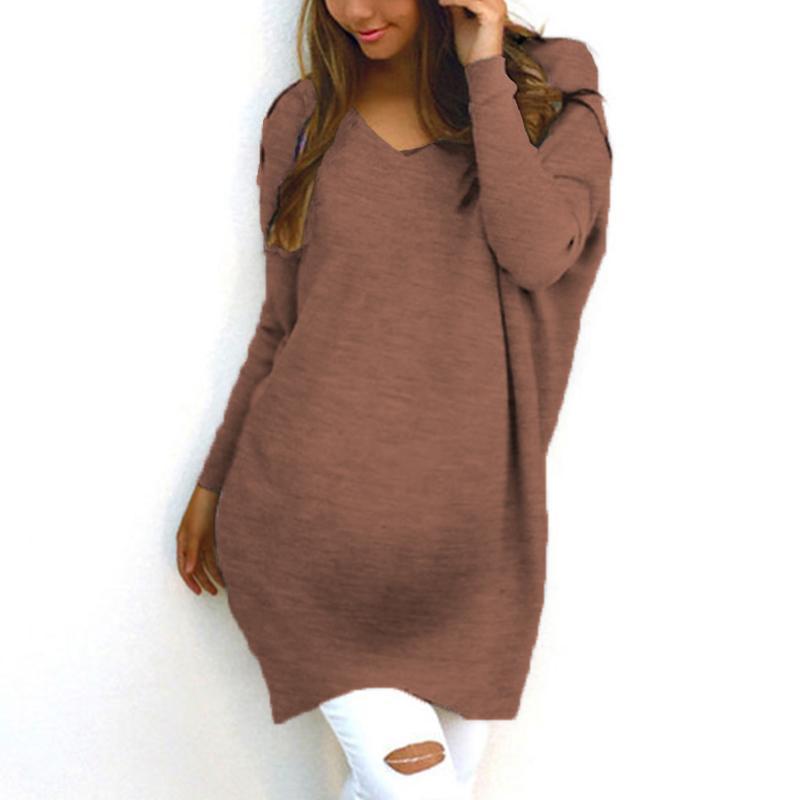 Maternity Casual Pure Color V Neck Long Sleeve T-Shirt - dianjiang-