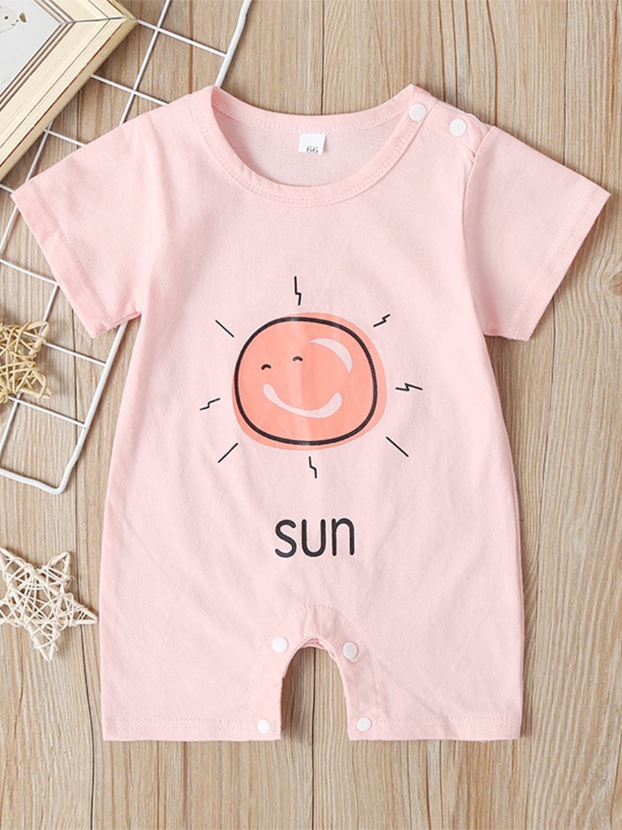 Baby Short Sleeve Jumpsuit Soft Cotton Cartoon Romper - dianjiang-