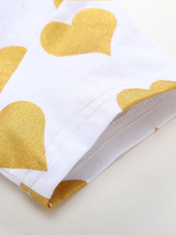 Hearts Pattern Printed Onesie Golden Bow Junpsuit for Babies - dianjiang-