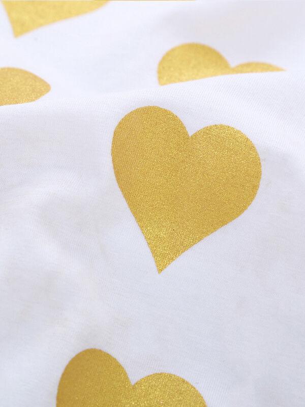 Hearts Pattern Printed Onesie Golden Bow Junpsuit for Babies - dianjiang-