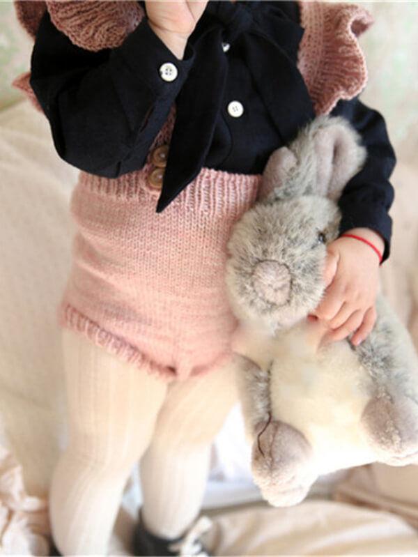 Pink Color Knitted Sleeveless Buttoned Romper for Babies - dianjiang-