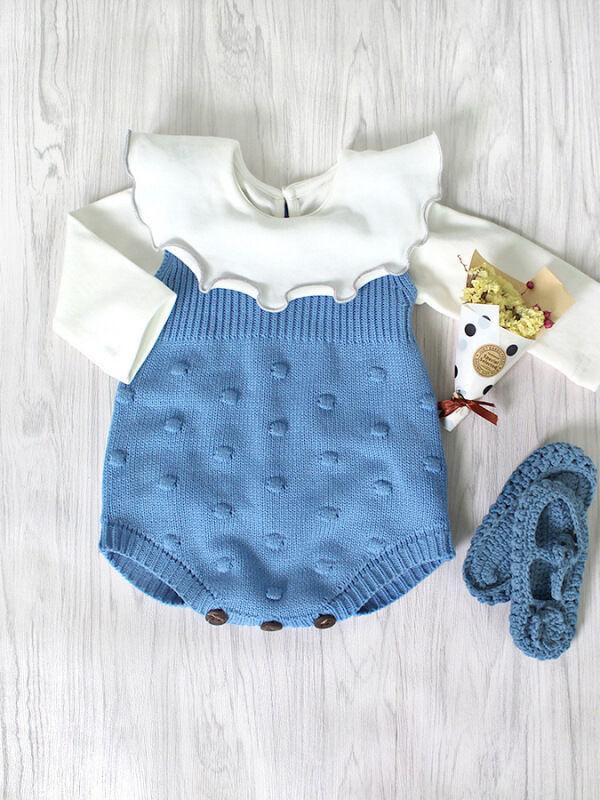 Sleeveless Knitted Wear Buttoned Baby Romper - dianjiang-