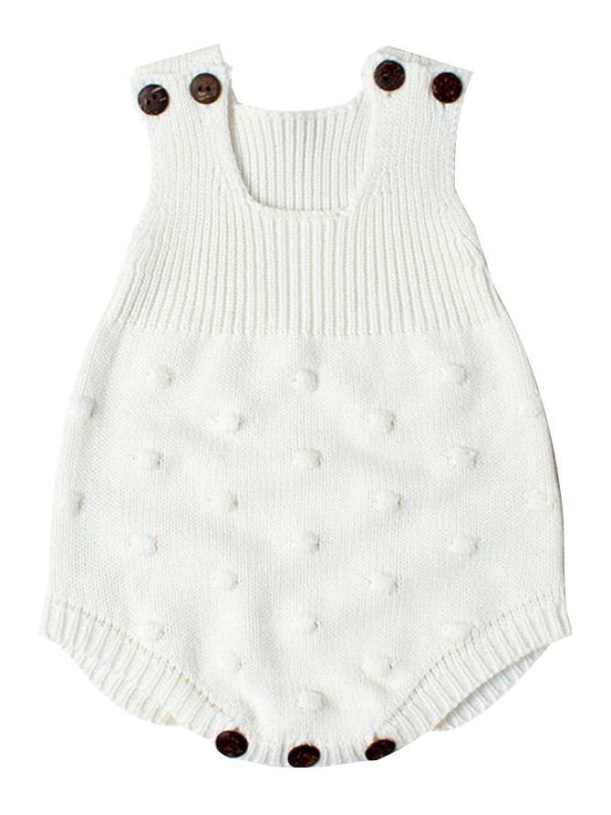 Sleeveless Knitted Wear Buttoned Baby Romper - dianjiang-