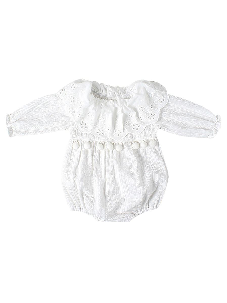 Spanish Style Short Sleeve Jacquard Lace Jumpsuit for Babies Toddlers - dianjiang-