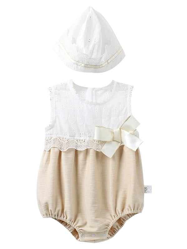 Paneled Sleeveless Romper Detachable Hat Set - dianjiang-