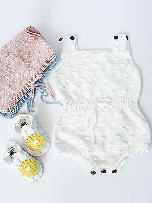 Knitted Buttoned Sleeveless Baby Romper - dianjiang-