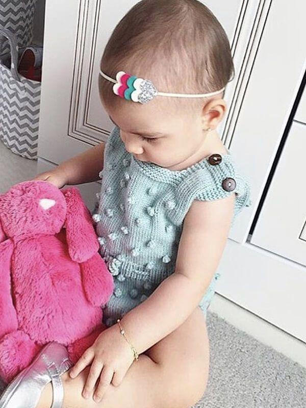 Knitted Buttoned Sleeveless Baby Romper - dianjiang-