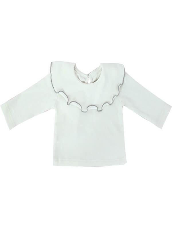 Ruffled Collar Long Sleeve Cotton Top Shirt for Babies - dianjiang-