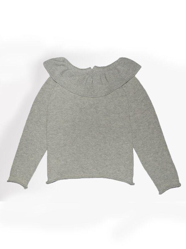 Ruffled Collar Knitted Pullover Sweater Top for Babies Toddlers Girls - dianjiang-