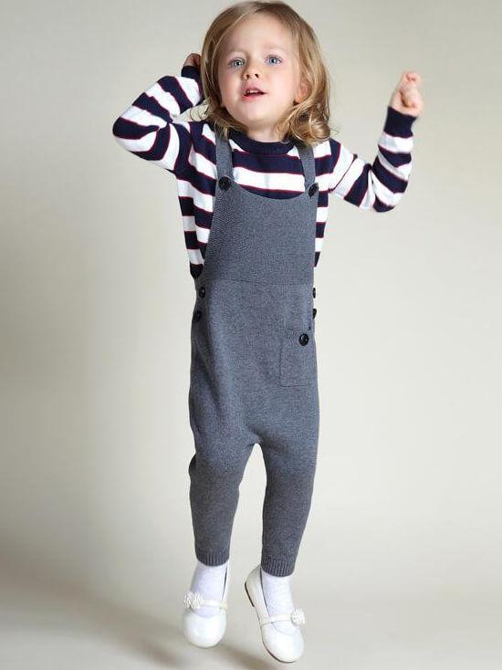 5 Colors Pockets Knitted Trousers Jumpsuit Baby Toddler Girls Boys Overalls - dianjiang-