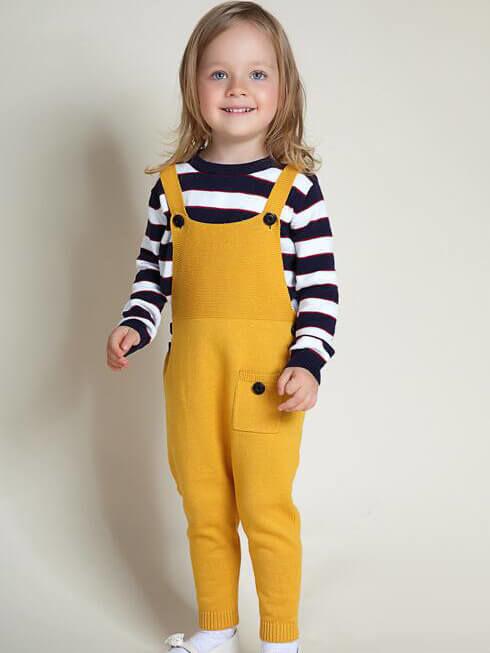 5 Colors Pockets Knitted Trousers Jumpsuit Baby Toddler Girls Boys Overalls - dianjiang-