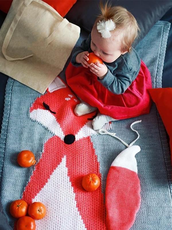 Cute Fox Pattern Accessory Knitted Blankets - dianjiang-