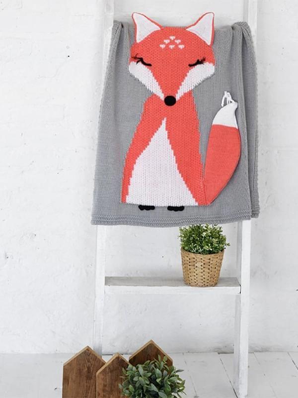 Cute Fox Pattern Accessory Knitted Blankets - dianjiang-