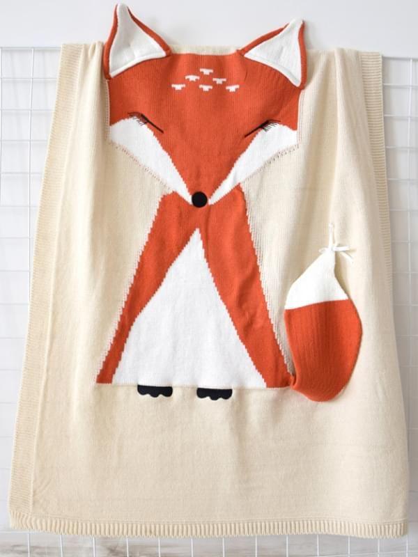 Cute Fox Pattern Accessory Knitted Blankets - dianjiang-