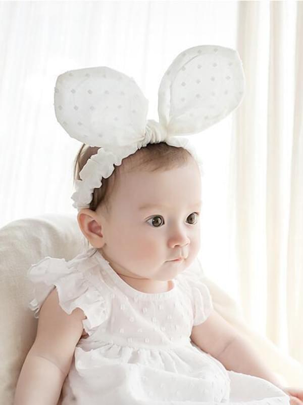 Cute Rabbit Ears Pattern Hair Clip Cotton Headband for 0-24M Baby Girls - dianjiang-