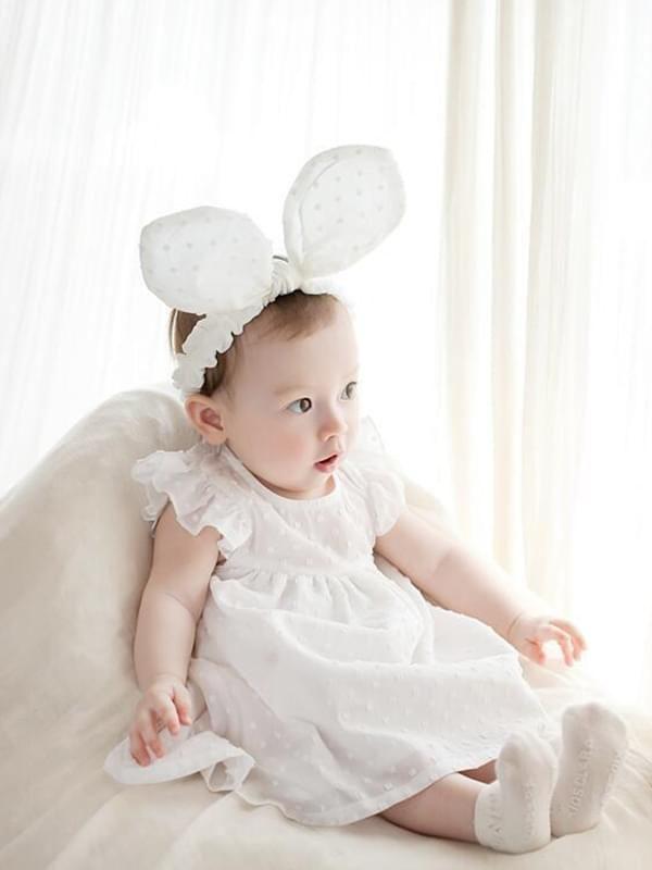 Cute Rabbit Ears Pattern Hair Clip Cotton Headband for 0-24M Baby Girls - dianjiang-