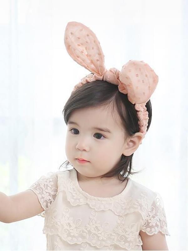 Cute Rabbit Ears Pattern Hair Clip Cotton Headband for 0-24M Baby Girls - dianjiang-