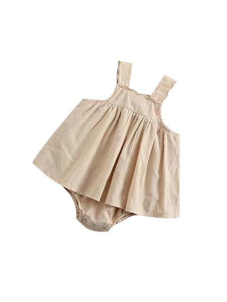 Sleeveless Strapped Romper Cotton Dress for Baby Toddler Girls - dianjiang-