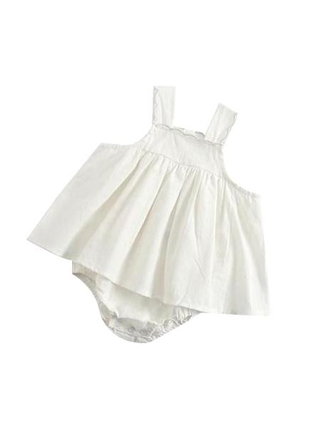 Sleeveless Strapped Romper Cotton Dress for Baby Toddler Girls - dianjiang-