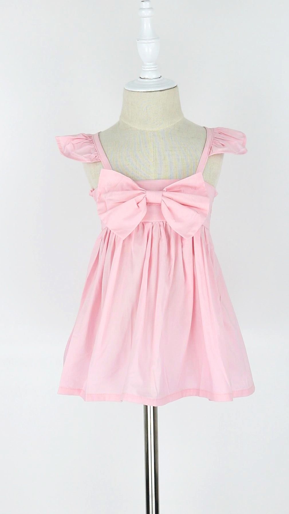 Solid Color Party Wear Sleeveless Backless Bow Big Hem Cotton Dresses - dianjiang-