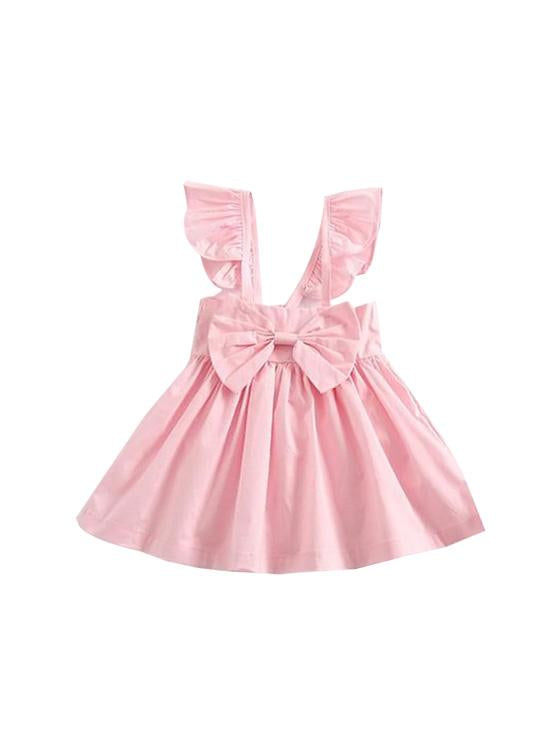 Solid Color Party Wear Sleeveless Backless Bow Big Hem Cotton Dresses - dianjiang-