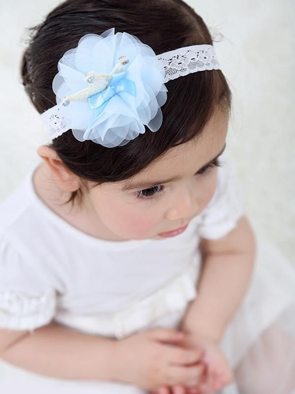 Princess Crown Pattern Head-wear Tulle Lace Elastic Headband - dianjiang-