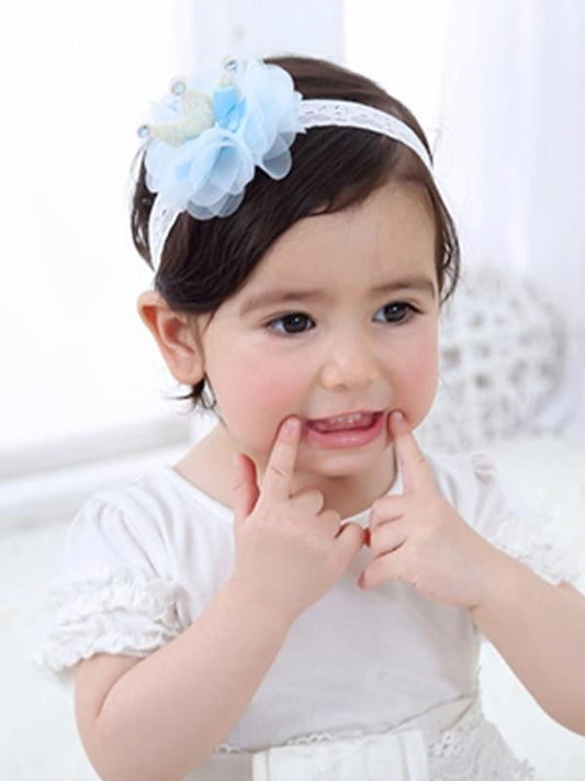 Princess Crown Pattern Head-wear Tulle Lace Elastic Headband - dianjiang-