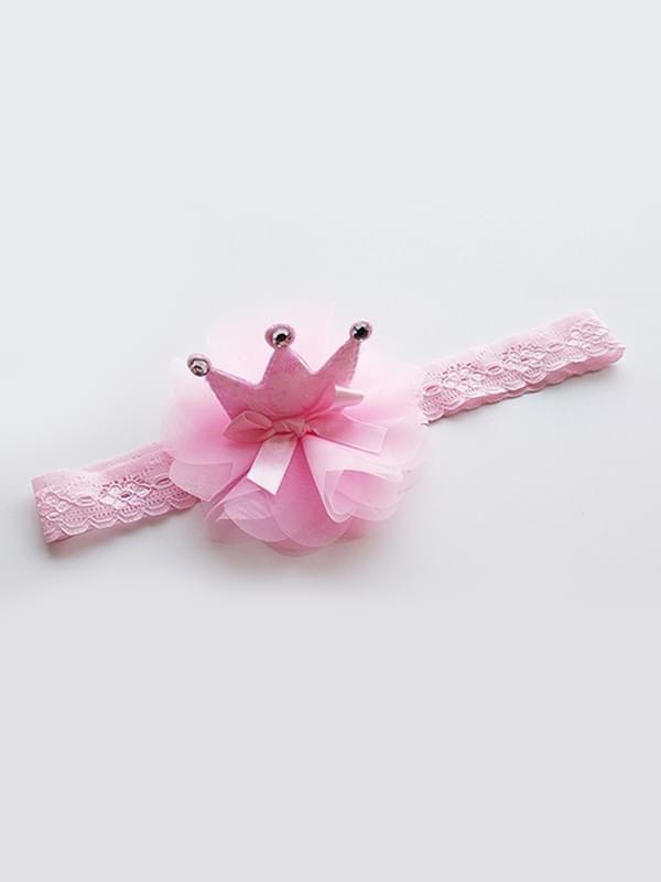 Princess Crown Pattern Head-wear Tulle Lace Elastic Headband - dianjiang-