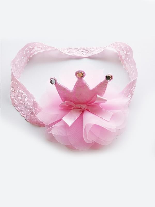 Princess Crown Pattern Head-wear Tulle Lace Elastic Headband - dianjiang-