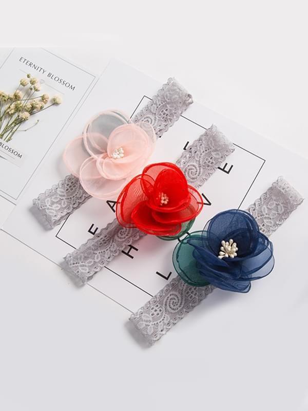 Big Flower Headband Lace Chiffon Elastic Head-wear - dianjiang-