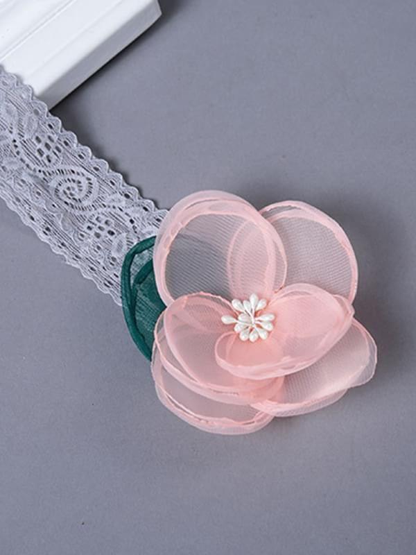 Big Flower Headband Lace Chiffon Elastic Head-wear - dianjiang-