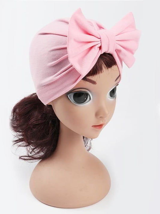 Cotton Cap Bow-knot Pattern Solid Color Elastic Head-wear - dianjiang-